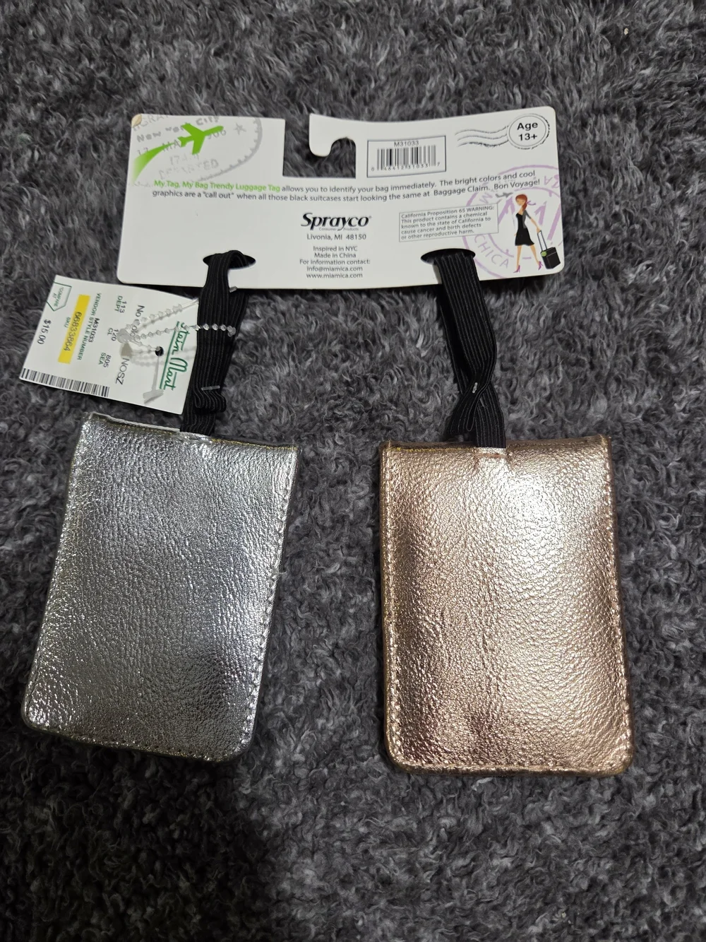 Metallic Rose Gold & Silver Luggage Tag Set - Upgrade Me! (2-Pack)